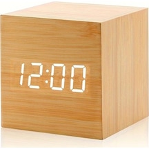 Dashanshop Ahşap 1 Adet Mini Dijital Sesle Çalışan Masa Alarm Saati 3 Alarm Ayarı Işık Usb Aaa Ahşap Rengi