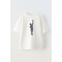 Thewert Unisex Rocky Balboa Winning Tasarım Baskılı Pamuk Beyaz Oversize T-shirt