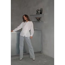 Jasmin Beyaz Yandan Bağlamalı Trend Gömlek Jasmın-1453 Beyaz