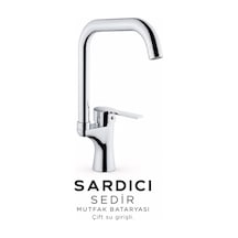 Sardıcı Sedir Mutfak Evye Bataryası Krom Pirinç Gövde Çift Su Girişli Tam Takım