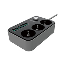 T-Smart TS-P99 6 USB 3 Çıkışlı Uzatma Kablolu Priz