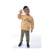 Erkek Çocuk Eşofman Takımı Nakışlı Rahat Spor Üst Alt İkili Set Çok Renkli