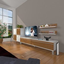 Decoraktiv Eko On Mdf Std Krom Ayaklı Tv Ünitesi Tv Sehpası Beyaz - Ceviz