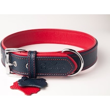 Privilege Flotter Hakiki Deri Köpek Boyun Tasması XL Lacivert Kırmızı 4 x 54-64 CM Lacivert