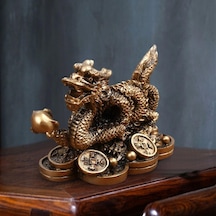 Bronz Çin Ejderha Heykeli Heykel Şans Şans Başarı Koleksiyon Dekorasyon 3.15x1.57x1.97 İnç Nefis