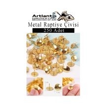 Metal Raptiye Çivisi 250 Adet 1 Paket Perçinli Altın Sarı Raptiye Nikel Kaplamalı Ev Okul Büro Yuvarlak Raptiye