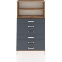 Arges Dolap 2 Raflı 6 Çekmeceli 88x30x163 Çam-antrasit Atlas Çam