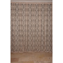Sarmaşık Vizon Dikilmiş Pileli Fon Perde 300x260 Cm