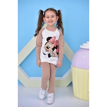 Trendimizbir Minnie Mouse Baskılı Kız Çocuk Taytlı Alt Üst Takım-4393-kahverengi
