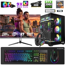 Xaser Star X50 R7-5700X 16 GB 1 TB M.2 NVMe SSD 12 GB RTX3060 27" Free Dos Masaüstü Oyuncu Bilgisayarı