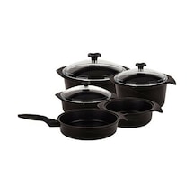 Aryıldız Flipper Siyah Cam Tencere Set