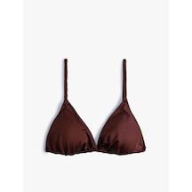 Koton Parlak Üçgen İpli Bikini Üstü Kahverengi 4sak10179mm Kahverengi