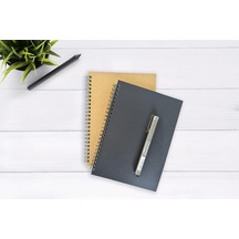2'li Çizgisiz Not Defter, A5 Boyut 15x21 Cm , 60 Yaprak Planlama, Siyah Ve Kraft Kapaklar, Ofi Kraft Ve Siyah