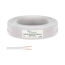 Kablo Kablo 2x0.50 Hoparlör Kablosu Kordon Beyaz 100mt Poke Pk-1162