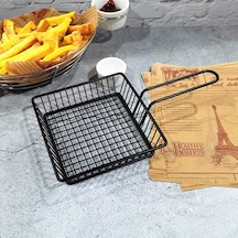 Sones Dövme Demir Meyve Taşınabilir Depolama Sepeti Ekmek Patates Kızartması Kızarmış Atıştırmalıklar Taşınabilir Sepet Kare Kısa Sepet Diğer