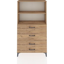 Arges Dolap 2 Raflı 4 Çekmeceli 88x30x163 Çam-çam Çam