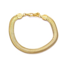Bz Altın Kaplama Yassı İtalyan Model Kadın Zincir Bileklik Blk-749 Gold