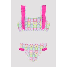 Penti Kız Çocuk Papatya Desenli Bandeau Bikini Takımı Çok Renkli
