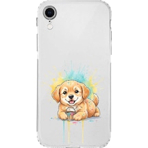 Apple Uyumlu iPhone Xr İle  Splash Köpek Tasarımlı Kamera Korumalı Şeffaf Silikon Kılıf 051g