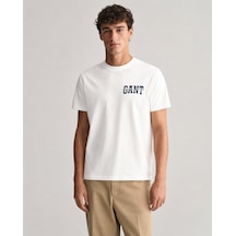 Gant Saf Pamuk Regular Fit Bisiklet Yaka Erkek Tişört 433.l Beyaz
