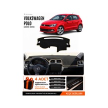 Volkswagen Polo 2009-2019 Uyumlu Torpido Örtüsü, Torpido Kılıfı - Siyah-bej - Vw021