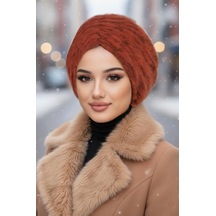 Aişe Tesettür Taba Yumoş Kışlık Büzgülü Bone