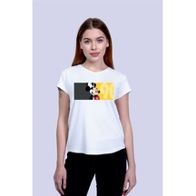 Newdesigner Kadın Beyaz V Yaka Yazılı Tshirt (494564391)