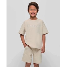Uyguntarz Çocuk More Love Baskılı Pamuklu Tshirt Bej