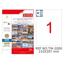 Tanex Tw-2000 210X297MM Polyester Etiket 25 Li