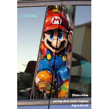 Süper Mario Sticker Yan Kapı Direk Kaplama 2li Sol Sağ Takım Yapıştırma