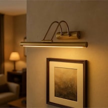 Flüt Led Aplik 35 Cm Elektrik İle Çalışmaktadır 3000 K Sarı Işık Tablo Apliği Oynar Başlı Ayarlı Kahverengi