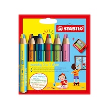 Stabilo Woody 3in1 Duo 6 Lı + Kalemtıraş Çok Renkli