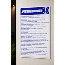 Sürpriz Hediyeli Apartman Kuralları Levhası 35x25 Cm Foreks'li Folyo Baskı Kapı Duvar İkaz Tabelası