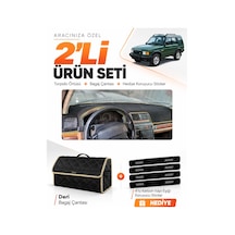 E-biz Land Rover Discovery 1 1989-2000 Uyumlu Torpido Örtüsü + Deri Çanta - Siyah-bej - Lr001