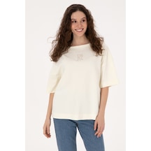 U.S. Polo Assn. Kadın Krem Kısa Kollu Bisiklet Yaka Sweatshirt 50309473-VR256