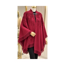 Genel Markalar Novea Scarf Kırmızı İşlemeli Saçakli Şık Panço Kırmızı - 938274792 Kırmızı