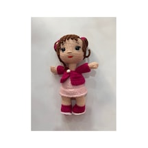 Afra Amigurumi El Örgüsü Bebek 20 Cm Tığ İşi Şirin Kıyafetli Hediyelik Oyuncak Bebek Pembe