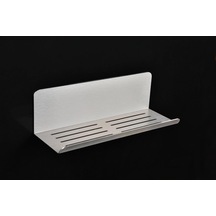 Paslanmaz Çelik 28cm Banyo Rafı Duş Rafı - Yapışkanlı Montaj - Anında Kolay Montaj - Inox Altın - Beyaz