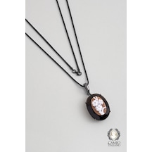 So Chic Cameo Italiano Işıltılı Gece Siyah Rodyum Kaplama 50 Cm Gümüş Kolye Rose