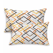 More Home Kapaklı Yastık Kılıfı 2 Adet 50 X 70 Cm Çizgili Desen Gri Gri - Sarı