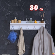 Modilayn Kedi Serisi 5 Li Banyo Askısı Seti 76,4x18cm 15 Kancalı Raflı Düzenleyici Yer Tasarrufu Beyaz
