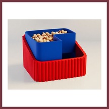 Storeşahin 3d Baskı Fıstık Kasesi - Çift Hazneli Kabuk Ayırıcı Sunum Kasesi - Kırmızı Mavi Shn0720 Kırmızı - Mavi