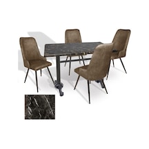 Çipa - Çırağan Mutfak Masa Takımı - 70x120 Werzalit, Wermodin Ve Allzalit Tabla - Teramo - Kahve Çok Renkli
