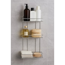 Buççin Online Mağaza Yapışkanlı Banyo Düzenleyici Şampuanlık Sabunluk Ömür Boyu Paslanmaz 3lü Banyo Duş Askısı Rafı Krom Çok Renkli