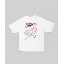Shadow Sonic The Hedgehog Baskılı Unisex Oversize Çizgi Film Tişö Beyaz