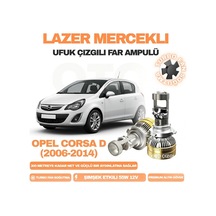 Opel Corsa D 2006 - 2014 Kısa Far Uyumlu Mercek Led Ufuk Çizgili Far Ampulü Led Şimşek Etkili