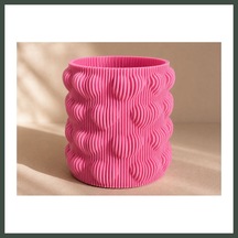 Bezos 3d Baskı Kalpli Dekoratif Vazo - Modern Çiçeklik Ve Masaüstü Süsü-pembe Nhr
