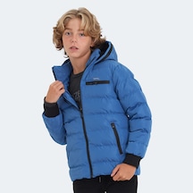 Slazenger CAPTAIN Çocuk Kapüşonlu Şişme Saks Mavi Mont & Kaban