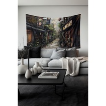 Kore Sokakları Desenli Duvar Halısı Duvar Örtüsü Tapestry Süet Dokulu Kumaş