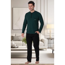 Mecit Pijama Mecit 2904 Yeşil %100 Pamuk Erkek Büyük Beden Pijama Takımı Yeşil